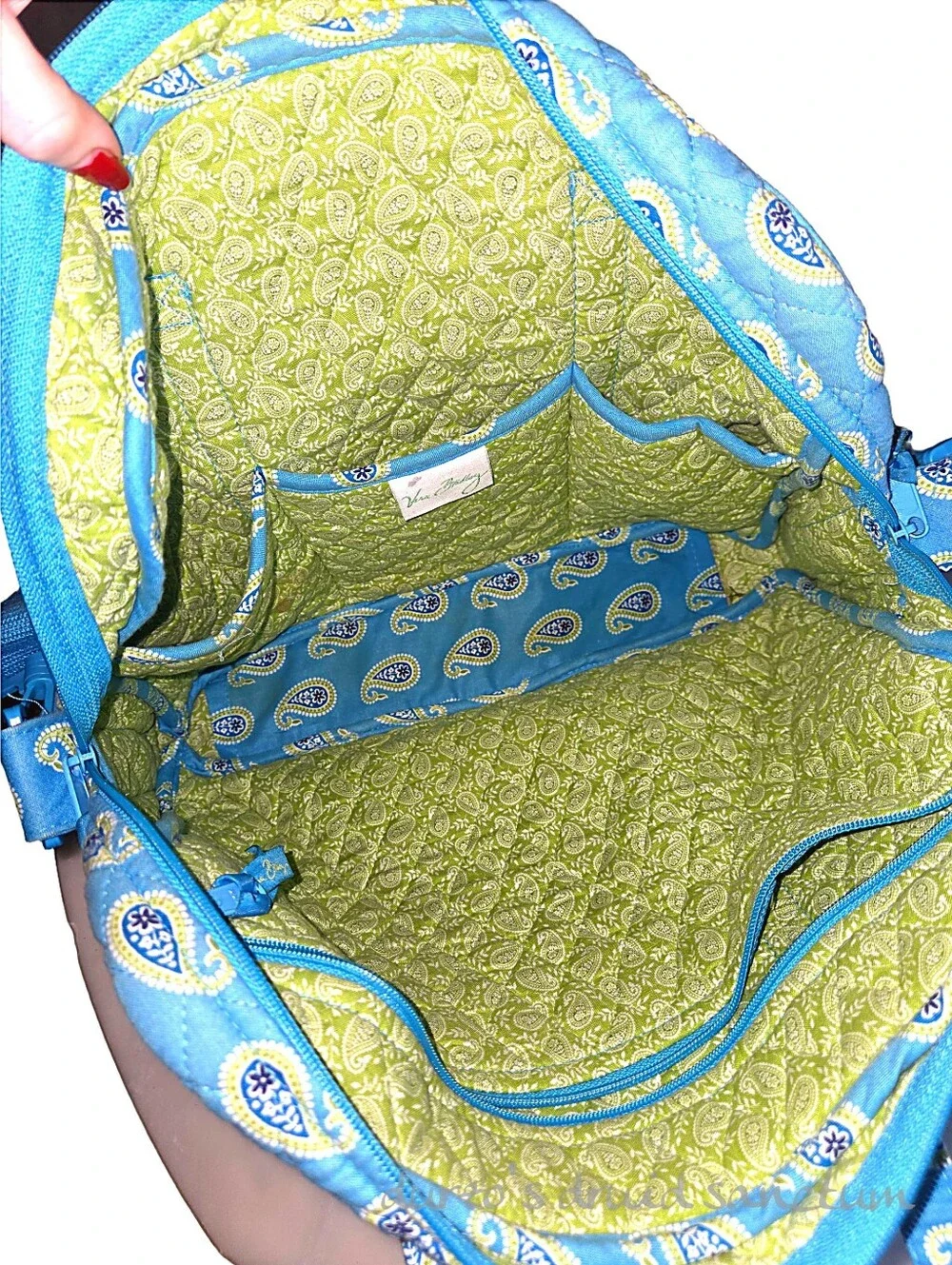 Vera Bradley Quilted Laptop Messenger Bag Blue Paisley Travel Work Tote
